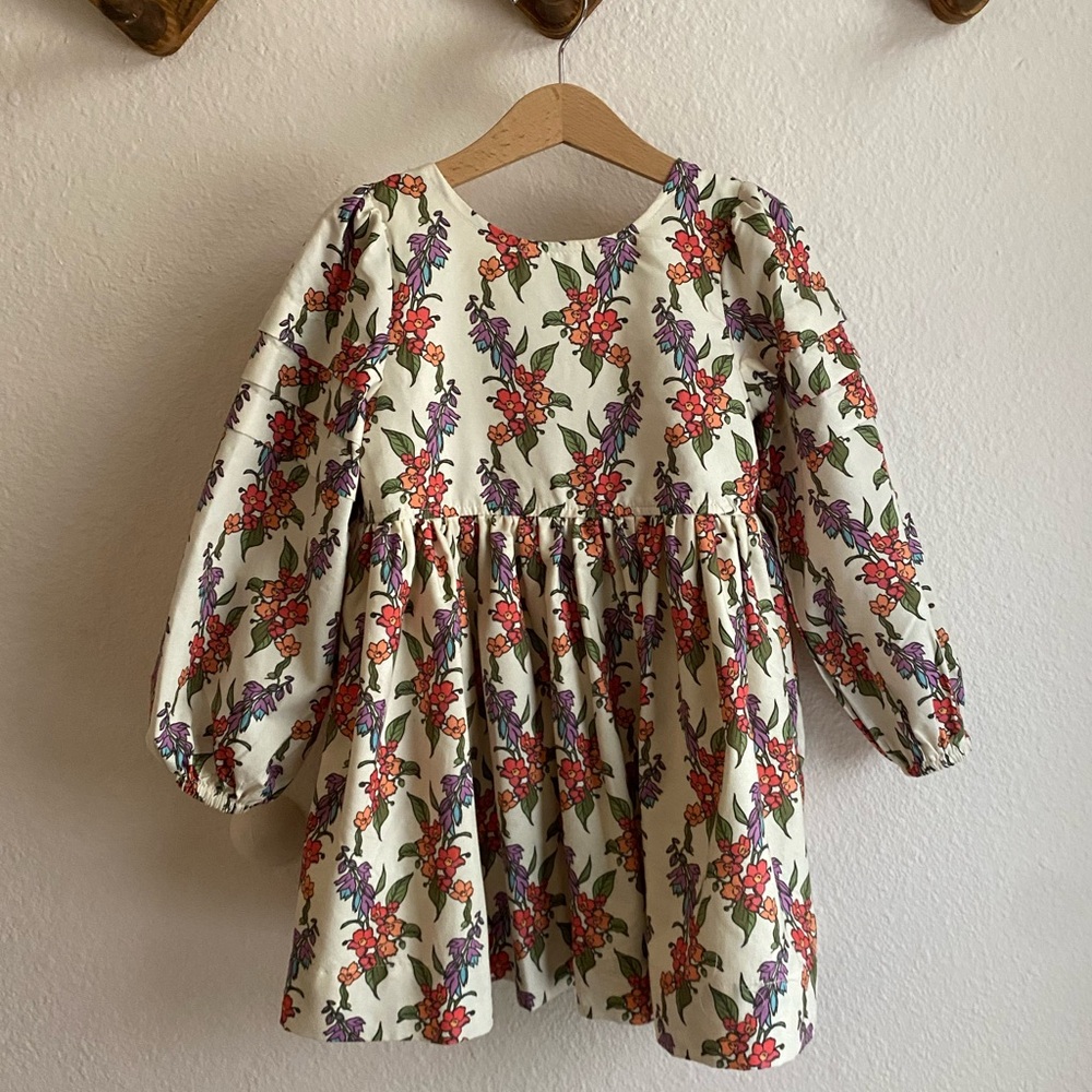 Peek little girl floral button back dress - long sleeve 4/5 Nordstrom